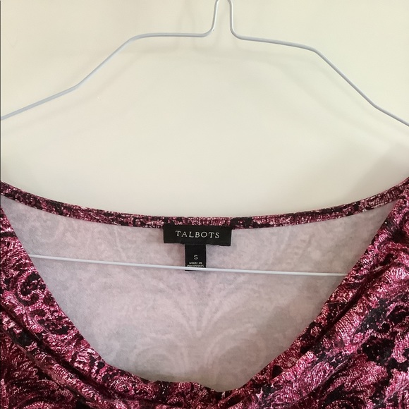 Talbots paisley draped neck long sleeve top - Picture 2 of 2